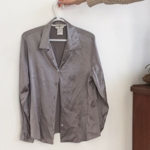Silver Silk Button Down Shirt